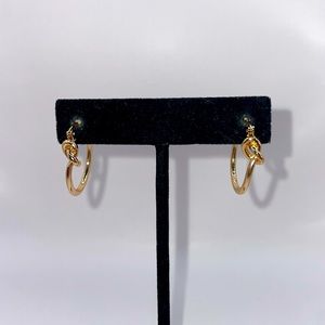 Vintage Rose Gold Plated Twisted Hoop Dangle Drop Statement Earrings